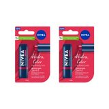 Protetor Labial Nivea 4,8g Hidra Color Vermelho - Kit 2un