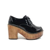 Plataforma De Sapatos: Couro Envernizado Preto