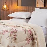 Coberdrom Sherpa-percal 180 Fios Estampado King Gran Moratta 01 Peça - Caqui Floral