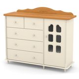 Comoda De Bebê Provence 1 Porta E 5 Gavetas 100% Mdf Cor Off White Com Freijó - Matic Móveis