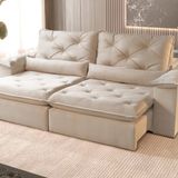 Sofá Retrátil E Reclinável 3 Lugares 210cm Zoe Off White