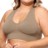 Top com Bojo Removível Plus Size Tamanho:G2 - 50,Cor:Chocolate