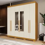 Guarda-roupa Casal 6 Portas Com Espelho Willow Espresso Móveis Nature/off White