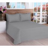 Cobre Leito Matelassado Classic Queen 03 Pçs Cinza [f101]