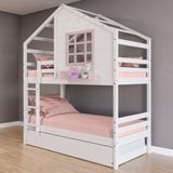 Treliche Casinha com Janela Madeira Maciça Branco-Rosa Housin