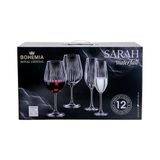 Kit 12 Taças De Cristal Sarah Bohemia Para Vinho E Espumante