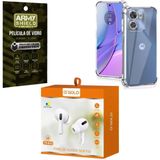 Kit Capinha Motorola Moto G52 + Fone Bluetooth + Pelicula