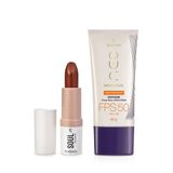 Combo Protetor Solar Facial Neo Dermo Fps50 50g + Batom Caramelo Sutil Soul Descomplic 4g