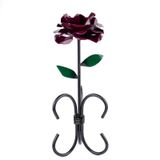 Porta Velas Votiva E Palito Rosa Roxa Em Metal 30cm
