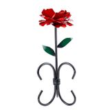 Porta Velas Votiva E Palito Rosa Vermelha Em Metal 30cm