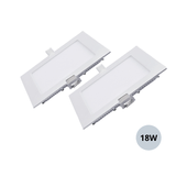 Kit 02 Painel Plafon Led 18W Quadrado Embutir Luminária Teto Branco