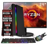 Pc Gamer Completo 3green Force Amd Ryzen 5 16gb Ddr4 Placa De Vídeo Radeon Rx Ssd 480gb Monitor 24&quot; 75hz Fonte 500w 3gfo-044