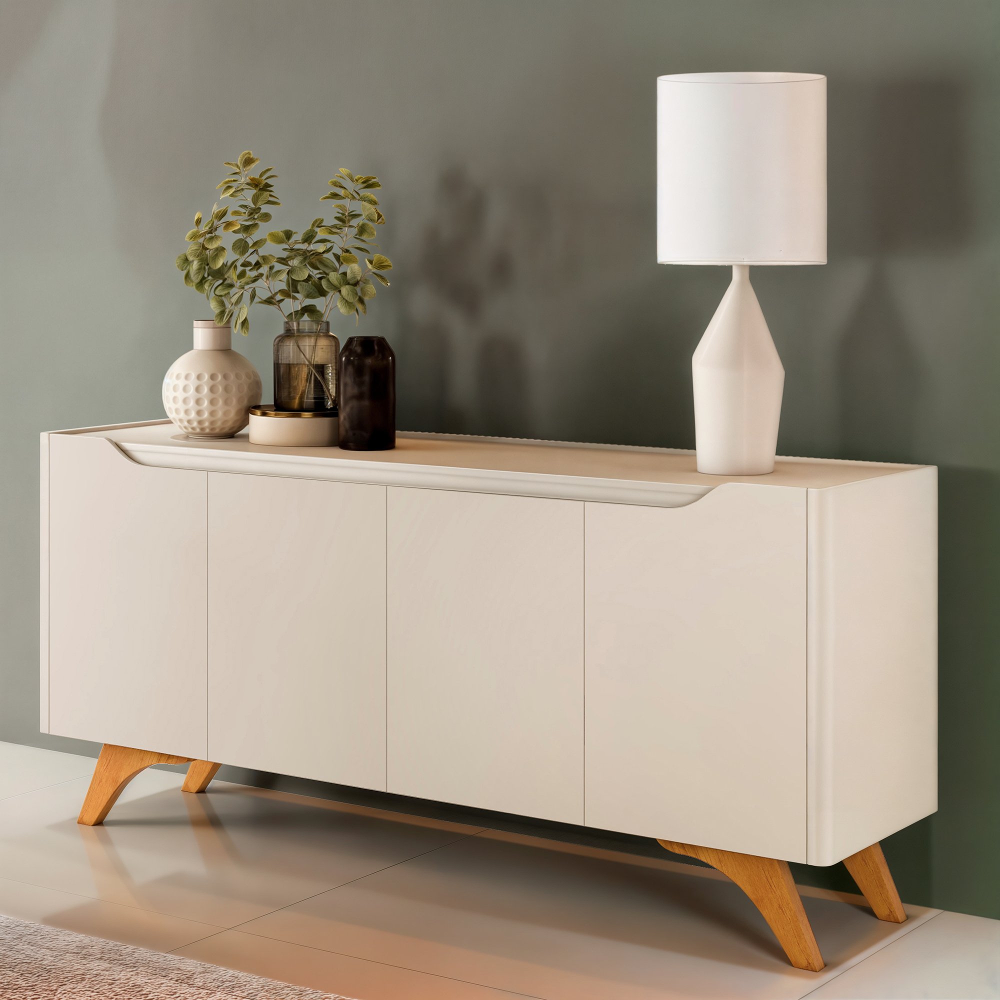 Buffet Aparador 4 Portas 180cm Grécia Mavaular Off White