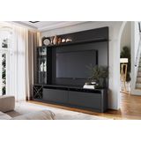 Estante Home Para Tv Até 60 Polegadas 1 Porta De Vidro Veneza Quiditá Preto