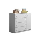 Cômoda Infantil 4 Gavetas 1 Porta Helena Branco
