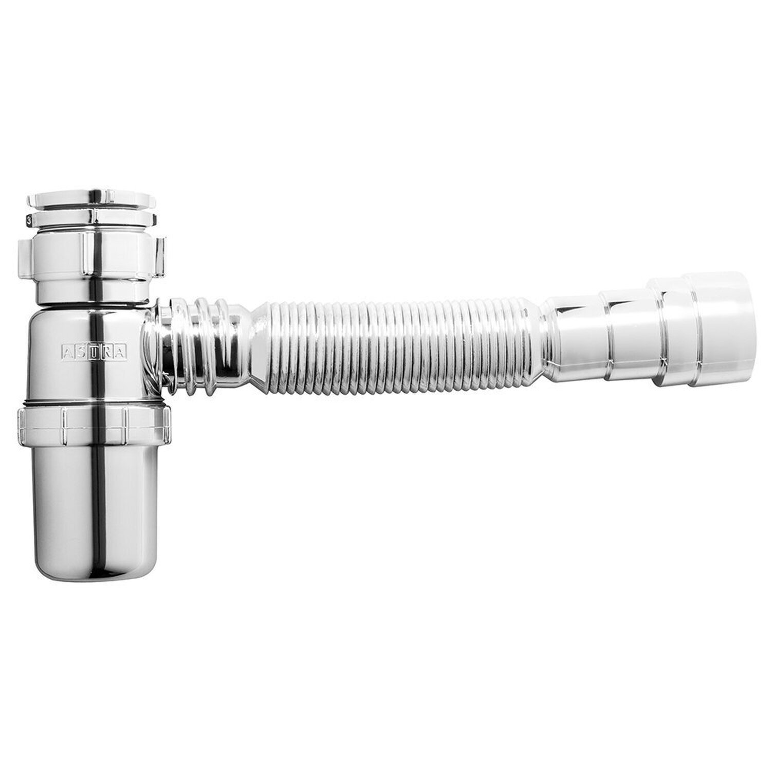 Sifão Sanfonado Universal Prata Com Copo