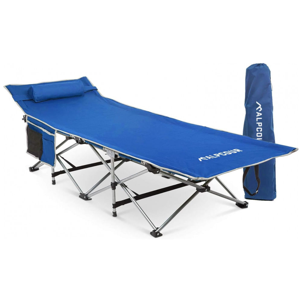 Cama Acampamento, Camping Dobravel Portatil, Ate 136 Kg, Alpcour, Azul