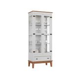 Cristaleira De Madeira Maciça 2 Portas + 1 Gaveta Branco