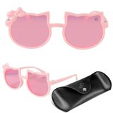 Oculos Sol Infantil Gatinho Protecao Uv Rosa Vintage + Case