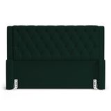 Cabeceira E Calçadeira Báu Queen Size Atena 160cm Capitonê Veludo Verde Escuro - Desk Design