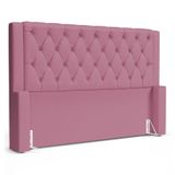 Cabeceira Atena Para Cama Box King Size 195cm Capitonê Com Frame Suede Rosa - Desk Design