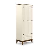 Guarda-roupa Rústico 2 Portas E 1 Gavetas - Madeira Maciça E Mdf Off White