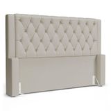 Cabeceira Atena Para Cama Box Queen Size 160cm Capitonê Com Frame Sintético Bege - Desk Design