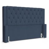 Cabeceira Atena Para Cama Box Queen Size 160cm Capitonê Com Frame Linho Azul - Desk Design