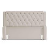 Cabeceira Atena Para Cama Box Queen Size 160cm Capitonê Com Frame Suede Bege Claro - Desk Design