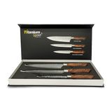 Kit Jogo De Facas Faqueiro Churrasco Premium 3 Peças Inox