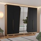 Guarda-roupa Casal 6 Portas 6 Gavetas Dubai Jequitibá/preto