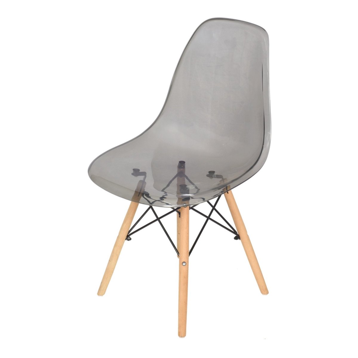 Cadeira  Base De Madeira Eames Cinza