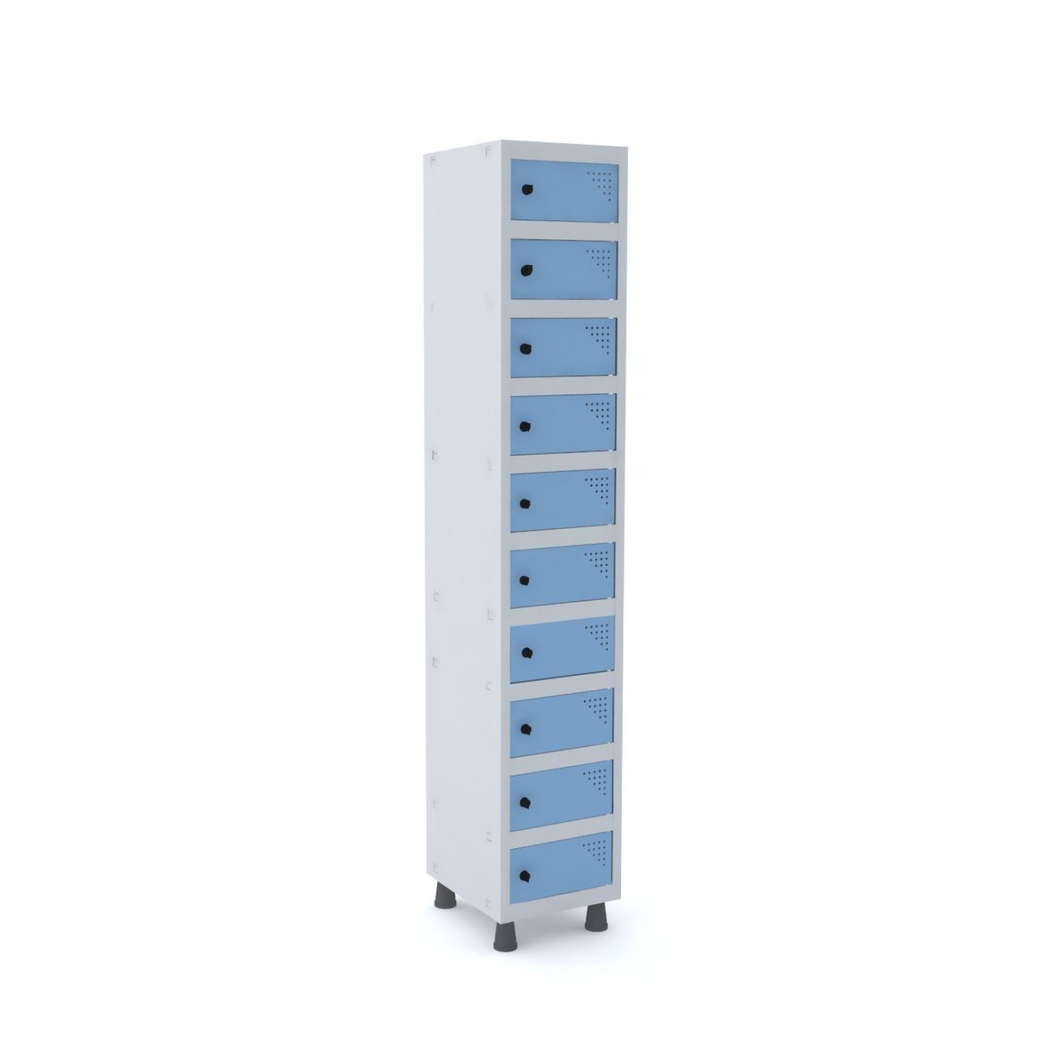 Armario Porta Objeto 10 Portas Aço Apop 501/10 Pandin Móveis Cinza /azul Dali