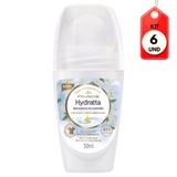 Kit C/06 Francis Hydratta Desodorante Rollon Branco 50ml