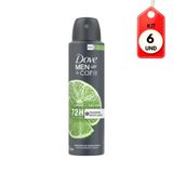 Kit C/06 Dove Men Care Limão E Salvia Desodorante Aerosol 150ml