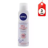 Kit C/03 Nivea Dry Comfort Desodorante Aerosol Feminino 150ml