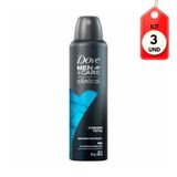 Kit C/03 Dove Clinical Men + Care Cuidado Total Desodorante Aerosol 150ml