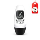 Kit C/12 Rexona Invisible Desodorante Rollon Masculino 50ml