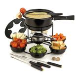 Aparelho De Fondue Esmaltado Viena Carroussel Molheiras Base Giratória 16 Peças Serviço Conjunto Kit