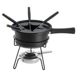 Aparelho De Fondue Panela Antiaderente 1 Litro Aspen Preto 8 Peças Queijo Chocolate Kit Conjunto