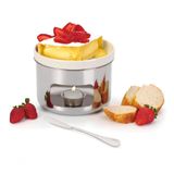 Aparelho De Fondue Queijo Brie 4 Peças Espatula Rechaud Base Inox Serviço Kit Conjunto