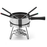 Aparelho De Fondue 9 Peças Panela De Aço Inox 1 Litro Para Carne Conjunto Serviço Kit Óleo