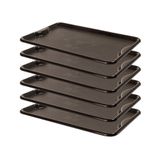 Conjunto 6 Bandejas Plásticas Self-service Refeição 48 X 32,5 X 2 Br-100 Preta - Della Plast