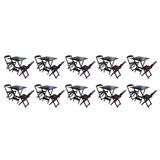 Kit 10 Conjuntos De Mesa Dobravel Com 2 Cadeiras De Madeira 70x70 Ideal Para Bar E Restaurante - Tab