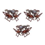 Kit 3 Conjuntos De Mesa Dobravel Com 6 Cadeiras De Madeira 120x70 Para Restaurante E Bar - Imbuia