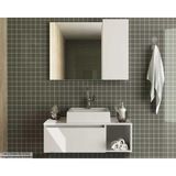 Conjunto De Banheiro Armário C- Espelho Bn3602 E Balcão Suspenso Bn3601 S- Cuba Pia 80cm Cor Branco - Tecno Mobili