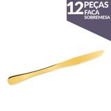 Kit C/ 12 Facas P/ Sobremesa Elite Glamour Dourado