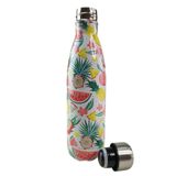 Garrafa Termica Estampa Frutas Flores 500ml Inox Floral Florido Trabalho Dia A Dia Corrida Caminhada