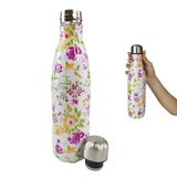 Garrafa Termica 500ml Inox Flores Floral Florido Estampada Trabalho Dia A Dia Estudo Treino Caminhad