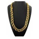 Cordão Luxo 18mm Friso Triplo Banhado A Ouro Joias Maciças